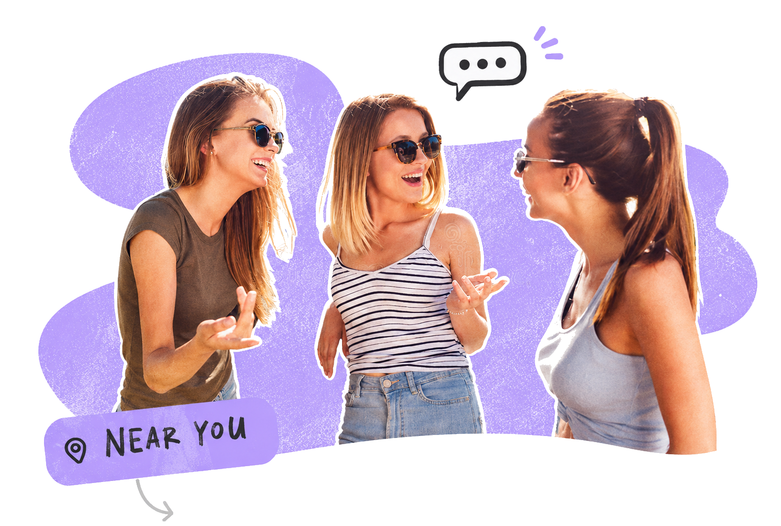 Three friends talking together